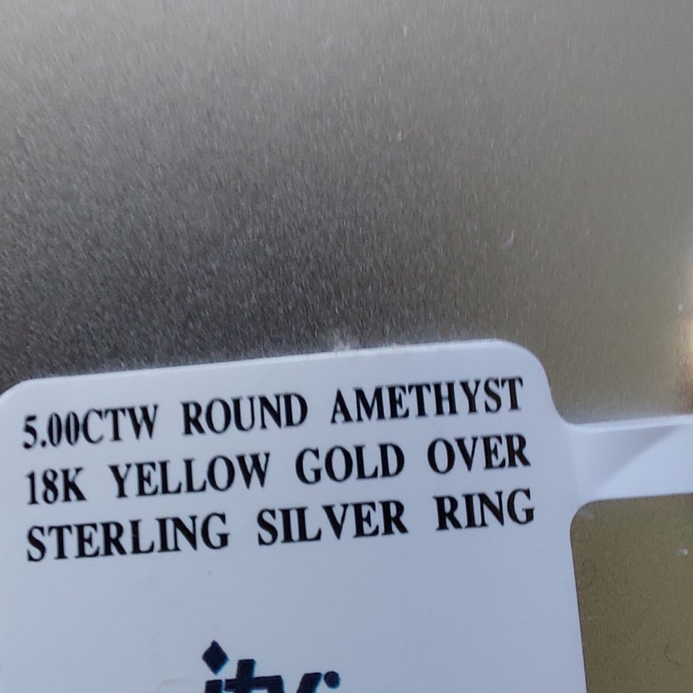 5ct Amethyst set in 18k Gold over Sterling Ring Sz 9.5 - Picture 7 of 7